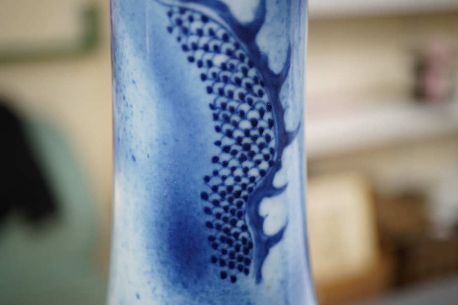 A Chinese blue and white ‘dragon’ bottle vase, 19th century